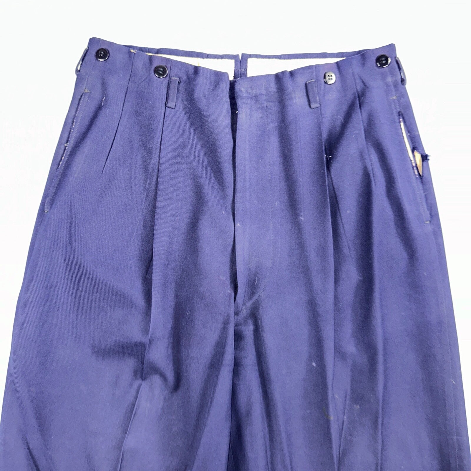 VTG Mens 2 PC Suit 42 Jacket Coat Pants Blue Rockabilly 1950s Thrashed Ripped