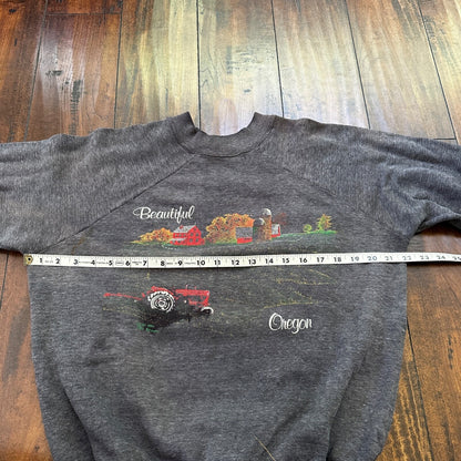 Beautiful Oregon VTG 90s 80s Sweatshirt Crewneck Jumper Gym Farm Land Cool