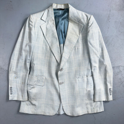 VTG Mens 3 PC Suit 44 Jacket Coat Pants Vest Plaid Rockabilly 70s Stained