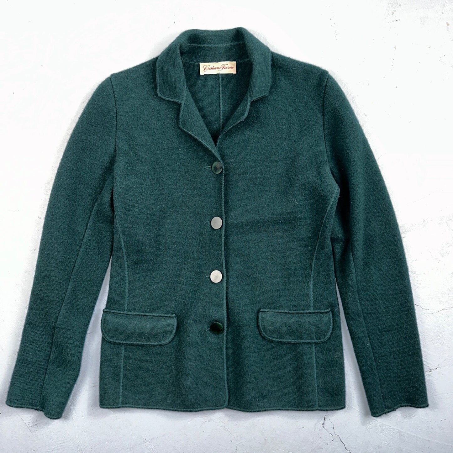 Cristiano Fissore 100% Cashmere Cardigan Sweater Womens S Green Jacket