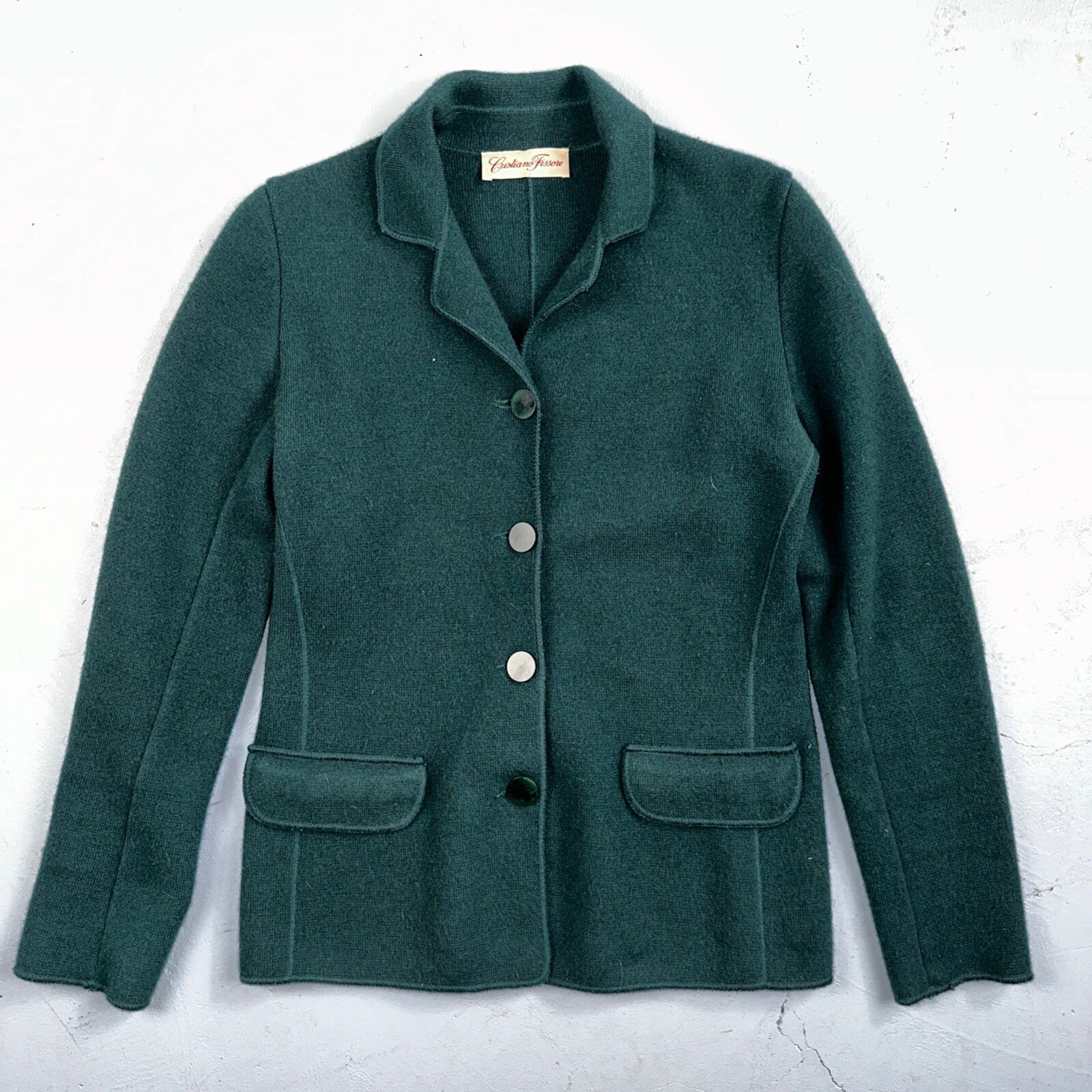 Cristiano Fissore 100% Cashmere Cardigan Sweater Womens S Green Jacket