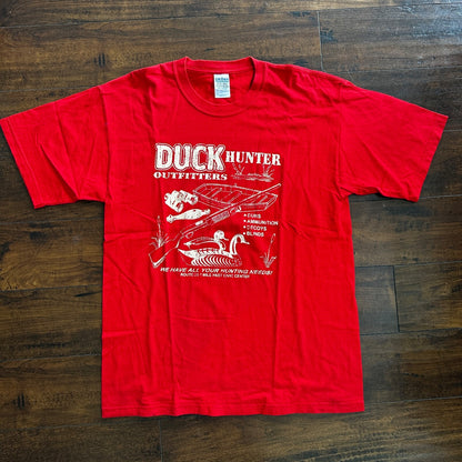 Duck Hunter Vintage T Shirt Swimming Canoe Row Gun Red Y2K Hunting Cool Country