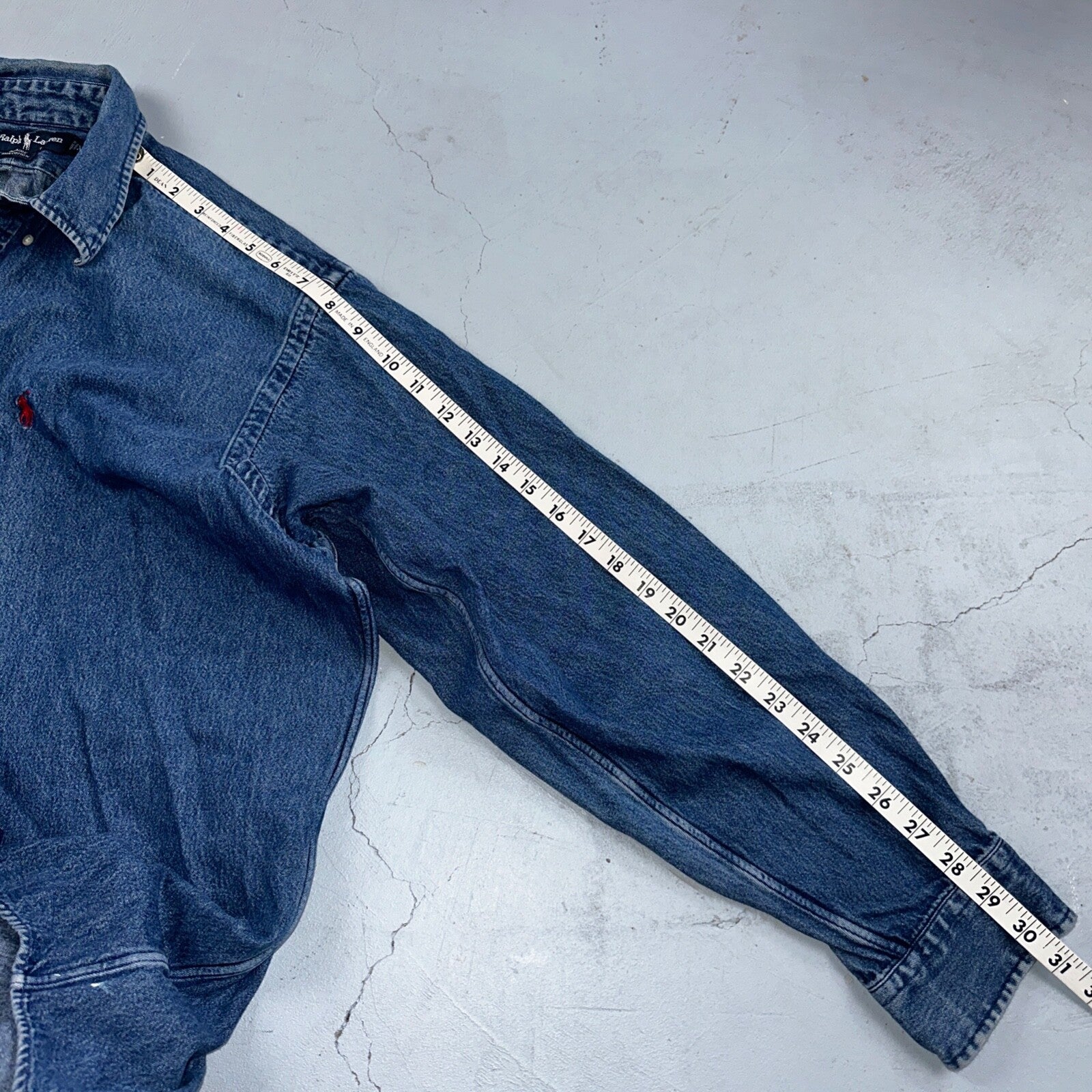 Polo Ralph Lauren Denim Blaire Button Front Oxford Shirt XL Vintage 90s