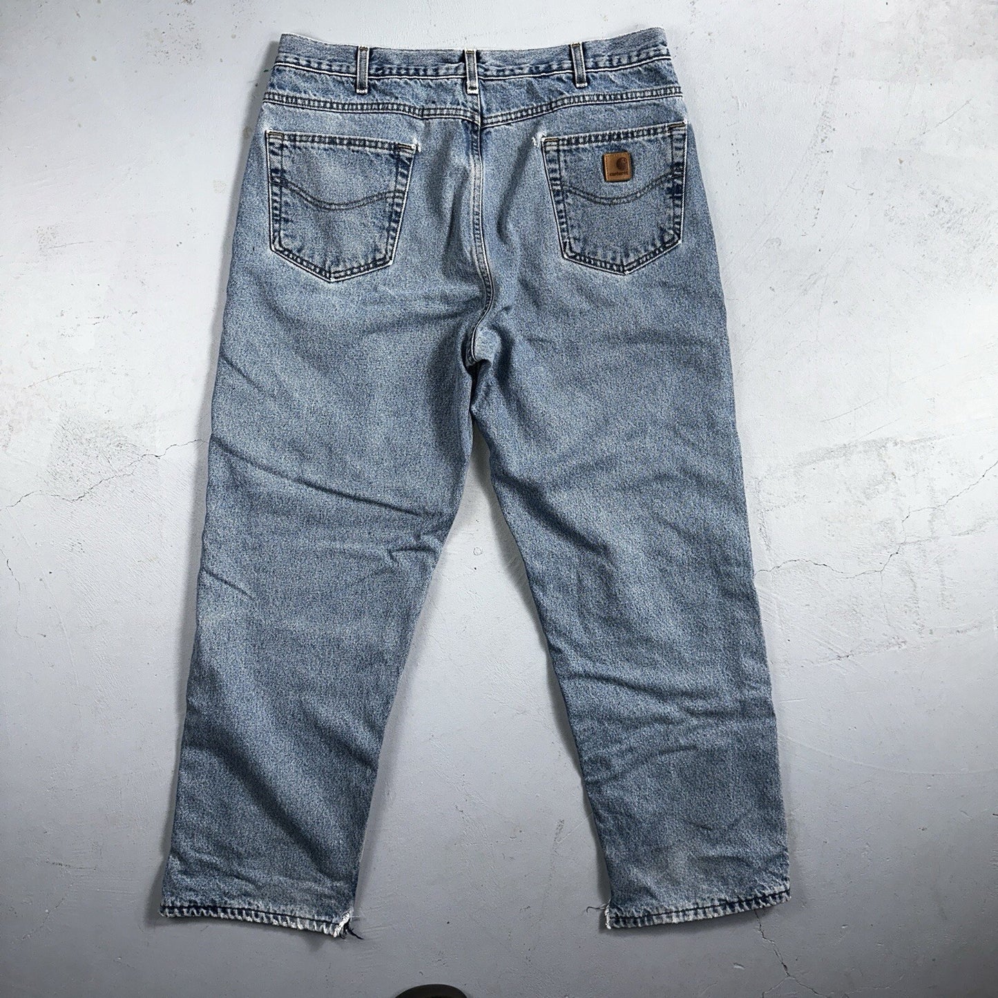 Carhartt Jeans Mens 38x32 Blue Denim Flannel Lined Relaxed Fit Chore Workwear