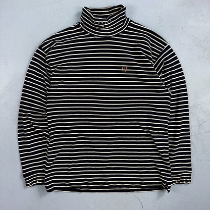 TOMMY HILFIGER Striped Turtleneck Long Sleeve XL Sparkles Added Custom VTG 90s