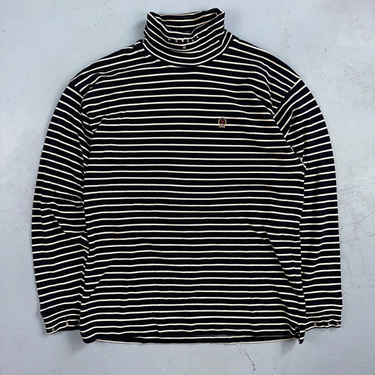 TOMMY HILFIGER Striped Turtleneck Long Sleeve XL Sparkles Added Custom VTG 90s