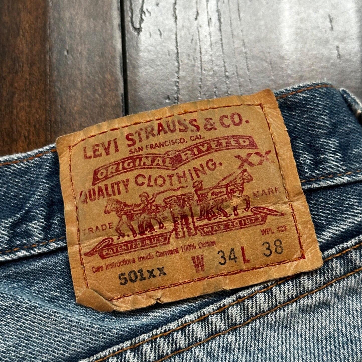 VTG 90s Levis 501 Button Fly 34x38 Tag Jeans Straight Wash Y2K Blue XX Act 30x33