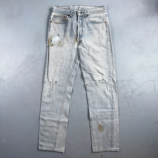 Levis 501 Vintage 90s USA XX Straight Leg Jeans Blue Light Wash 34x36 Act 31x32