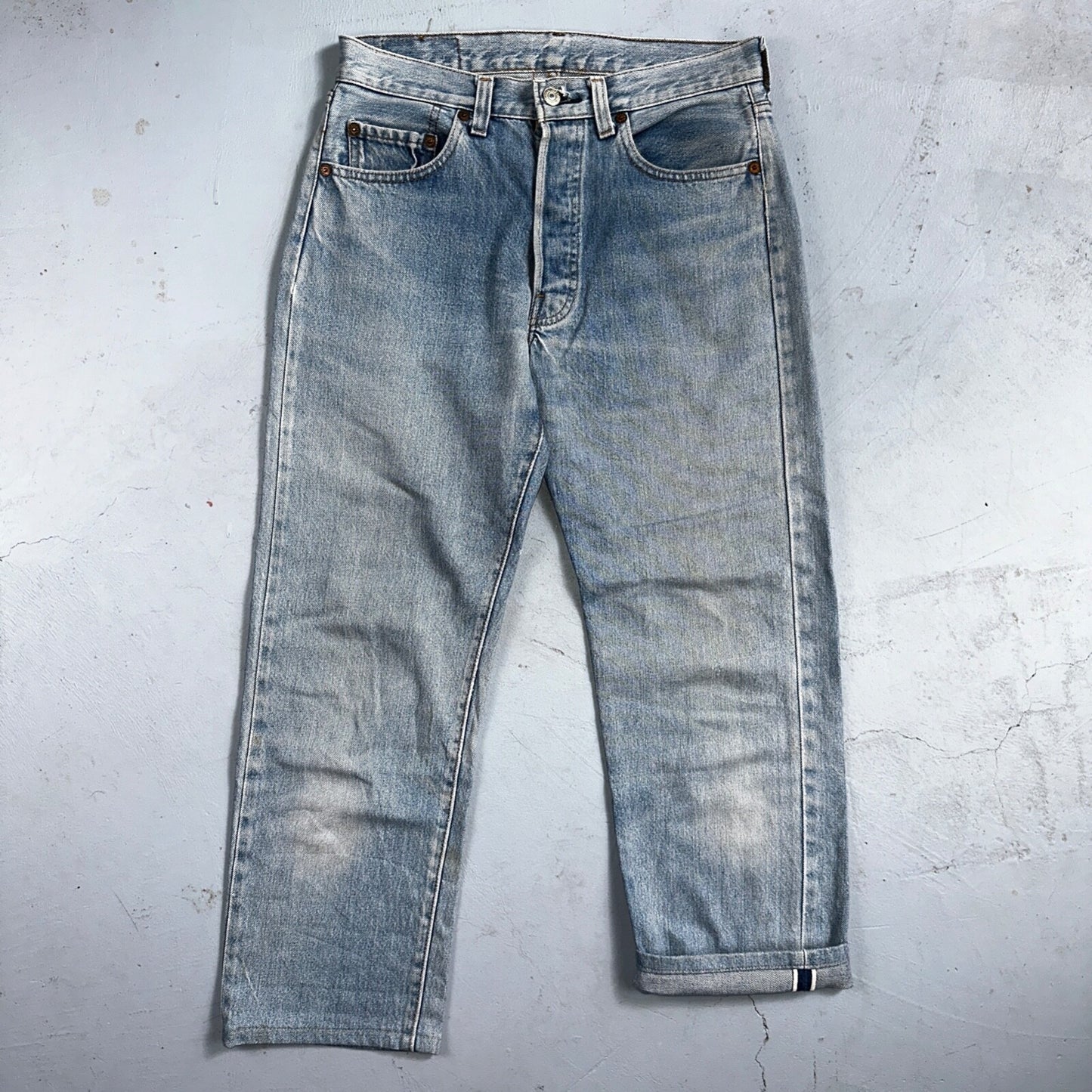 Levis 501 Vintage 80s Redline Selvedge USA XX Jeans Light Wash 30x36 Act 29x25