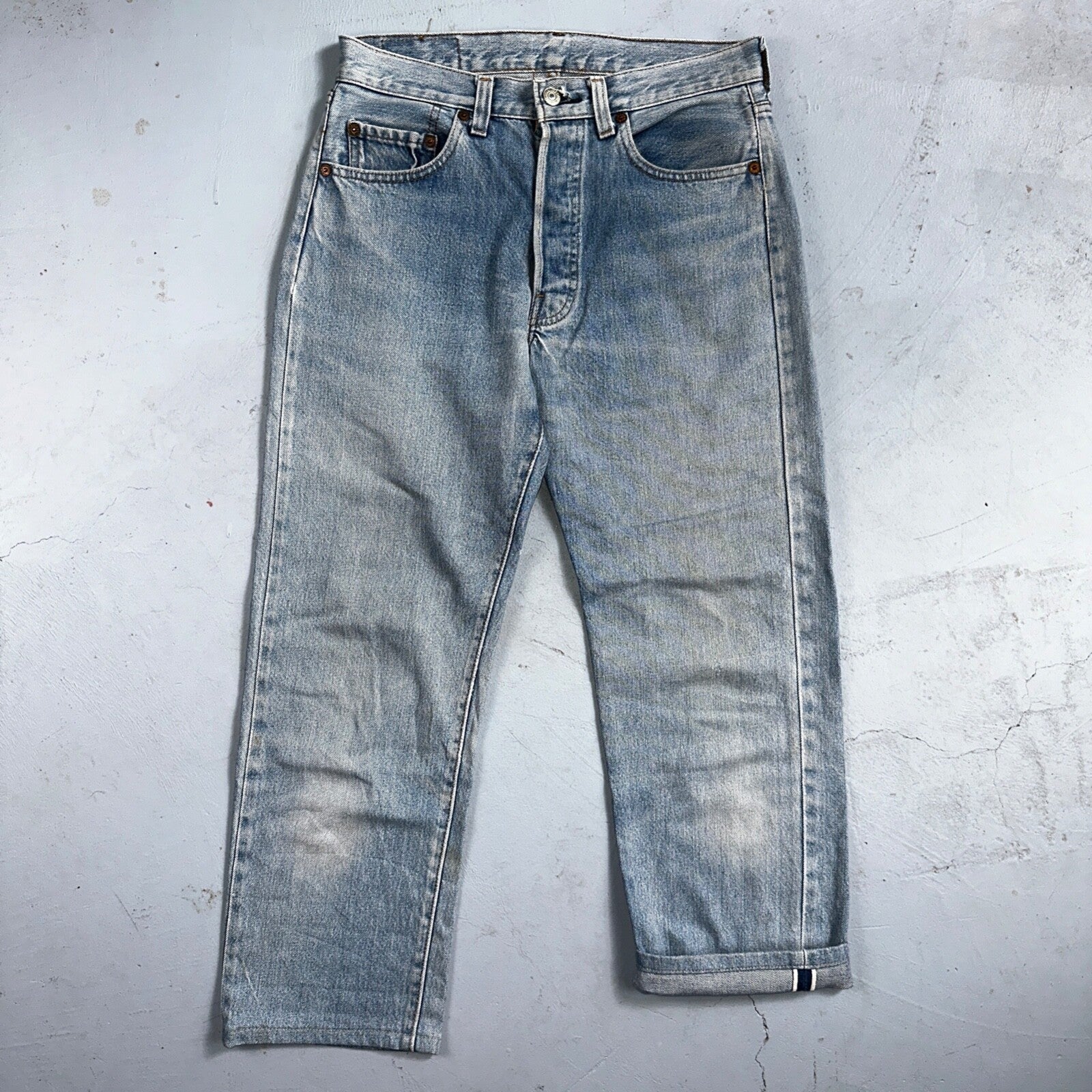 Levis 501 Vintage 80s Redline Selvedge USA XX Jeans Light Wash 30x36 Act 29x25