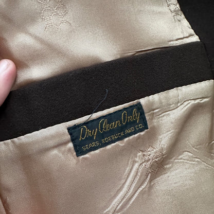 1960s 1970s Brown Sport Jacket VTG Mens Suit 44 36x28 Rockabilly Checkerboard