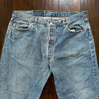Levis 501 Vintage 90s Straight Leg XX Belgium Jeans 40x36 Light Wash Act 36x30