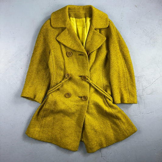 Vintage 60s Green Tennis Wool Coat ILGWU Union Mod Double Breasted Rockabilly