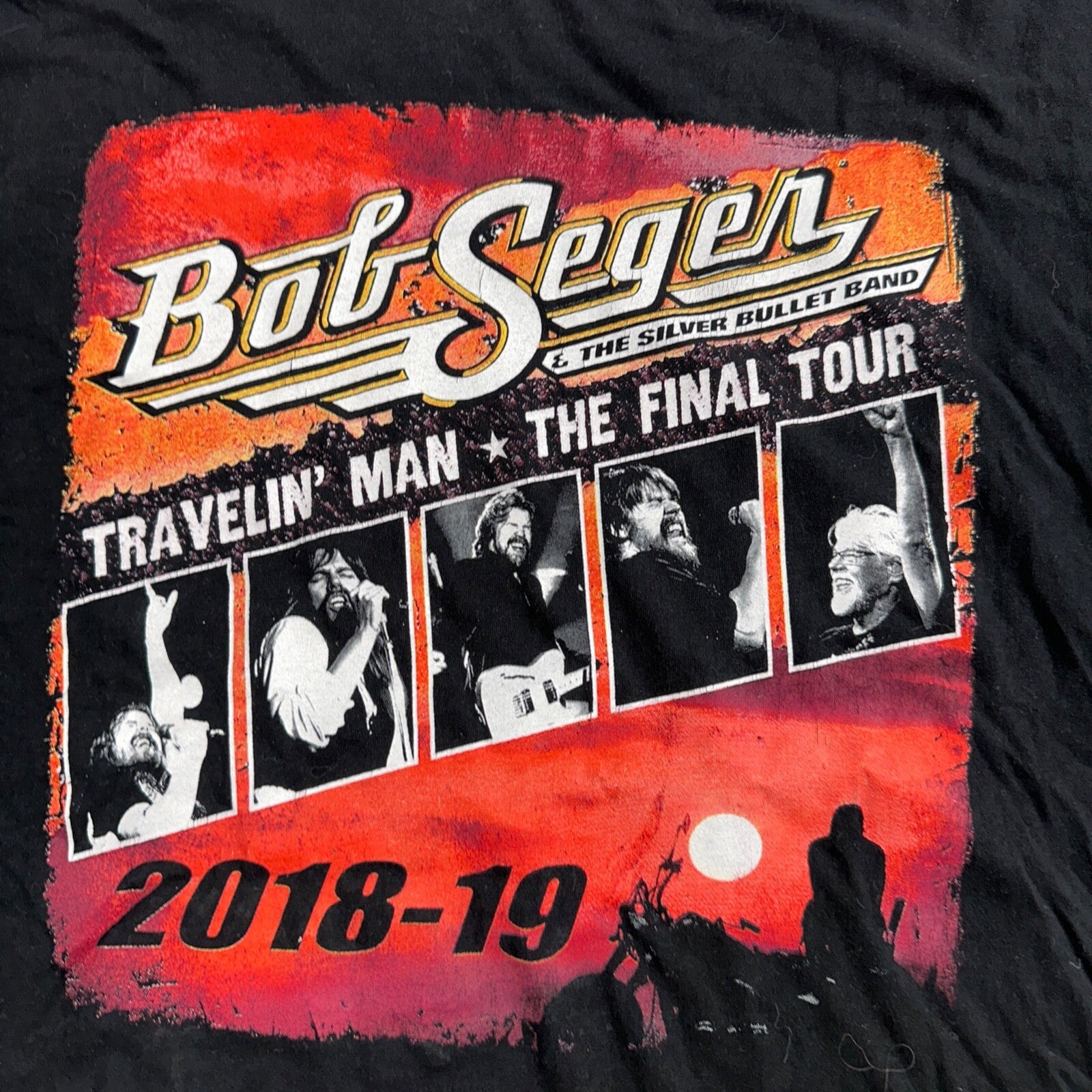 Bob Segen Final Tour VTG T Shirt 2019 Worn Cool Fade Big Size Black Rock N Roll