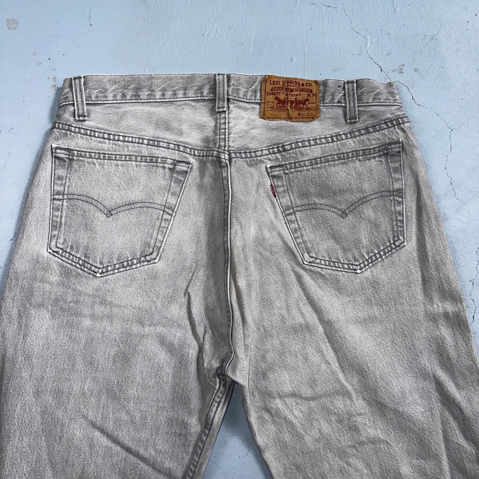 Levis 501 Vintage 90s USA XX Straight Leg Jeans 35x36 Gray Light Wash Act 34x34