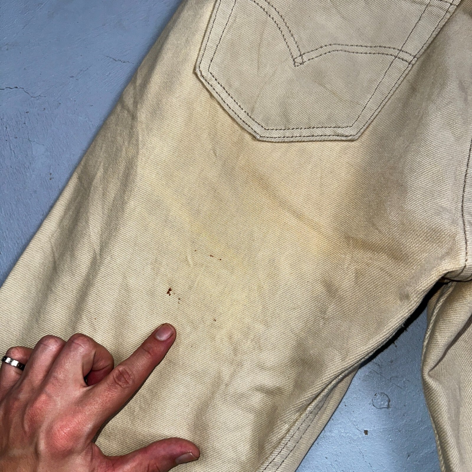 Levis 501 Vintage 90s USA XX Straight Leg Jeans Khaki Light Wash 31x30 Act 31x29