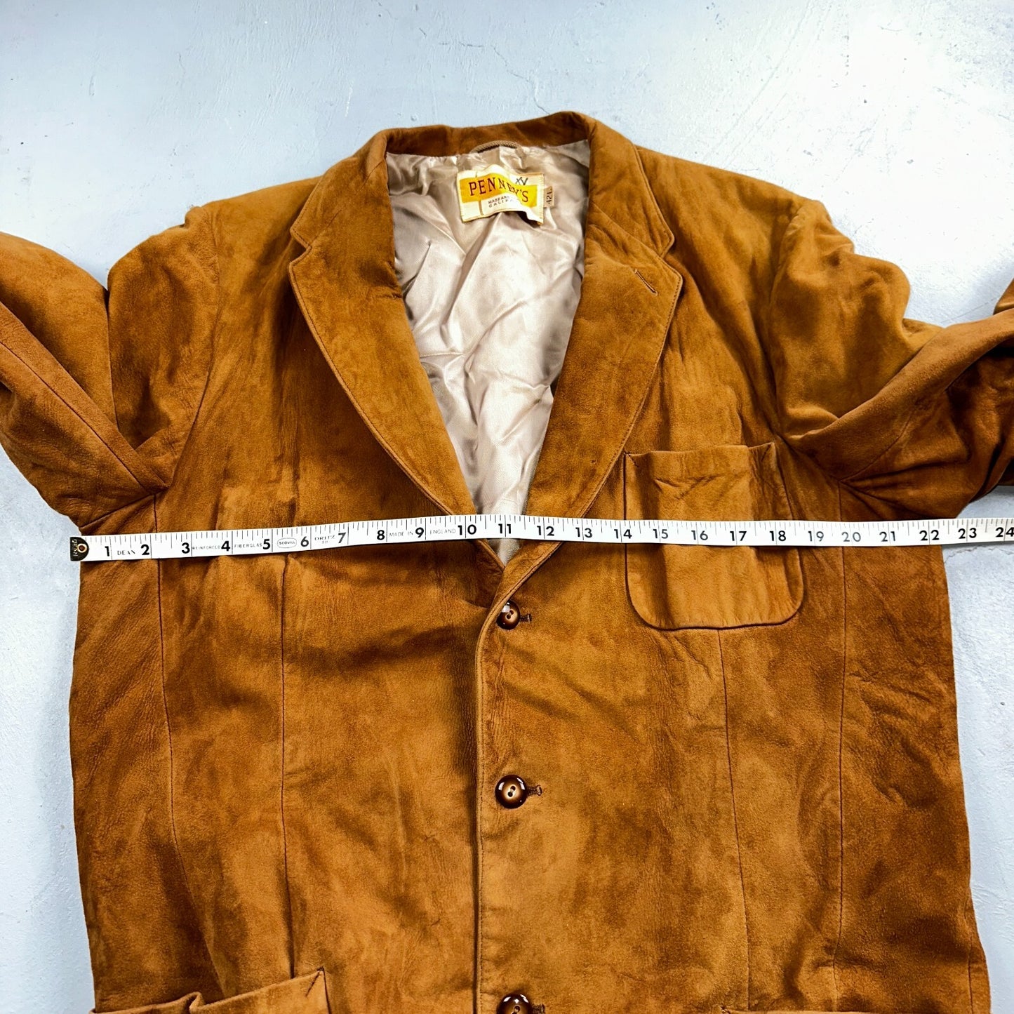 Vintage 50s Pennys Men’s 42L Brown Suede Leather Western Coat Blazer Chore 1950s