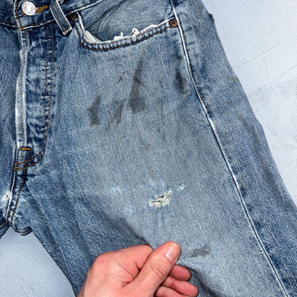 Levis 501 Vintage Y2K Mexico Straight Leg Jeans 31x32 90s Med Wash Act 30x30