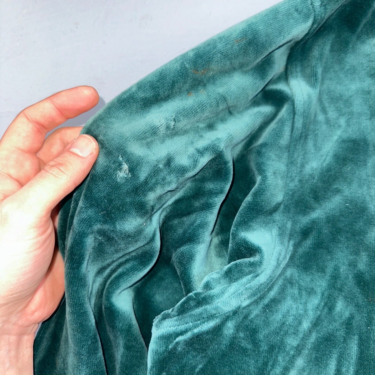 VTG Mens Lands’ End V-Neck Cotton Blend Velour L/S PULLOVER Made USA Sz XL 90s