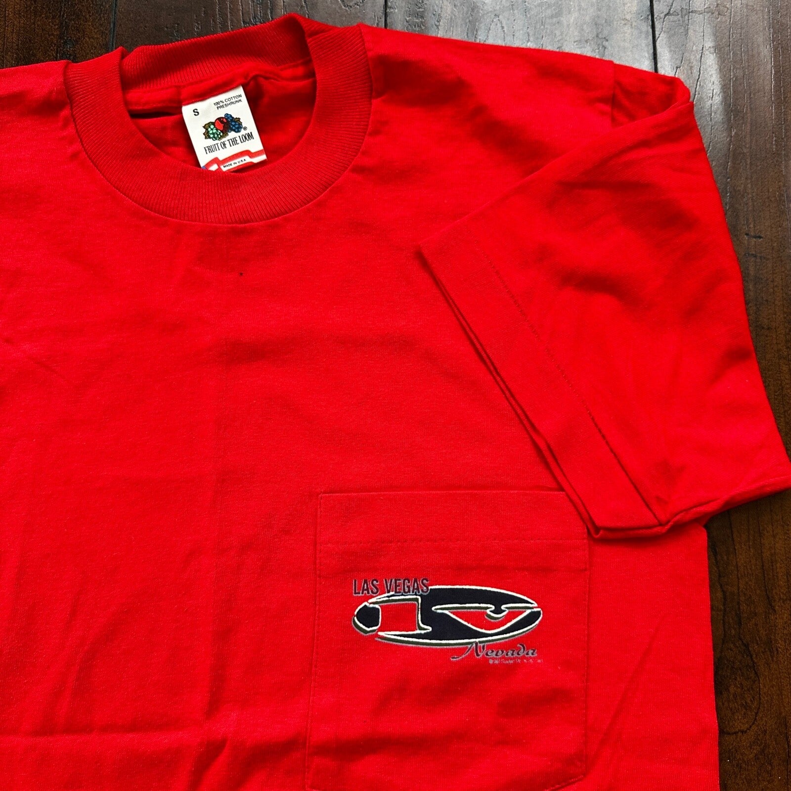 Fruit of The Loom Las Vegas Nevada Pocket Vintage T Shirt Single Stitch Casino