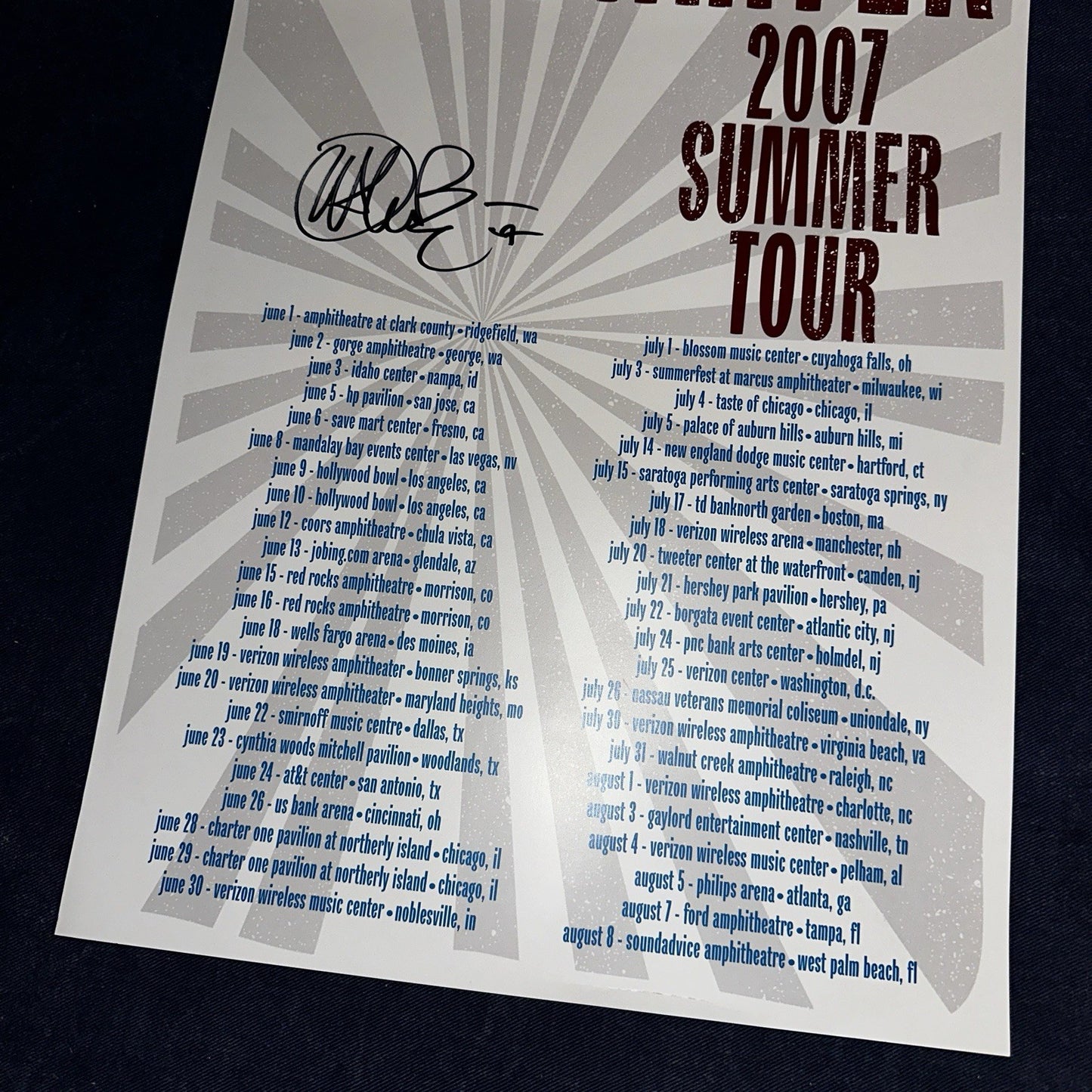 John Mayer Autographed 2007 Summer Tour Poster Signed Continuum Music 14×22