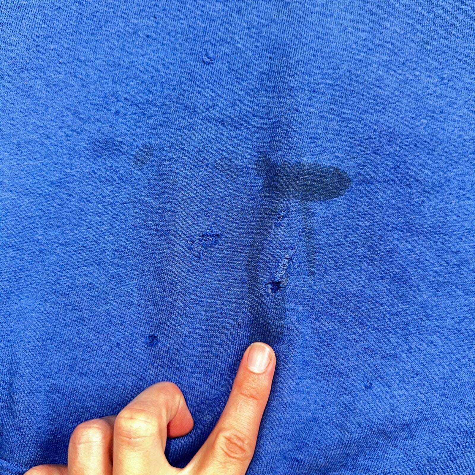 Russell Athletic Thrashed USA Sweatshirt VTG Crewneck L Blue Basic Cool Gym