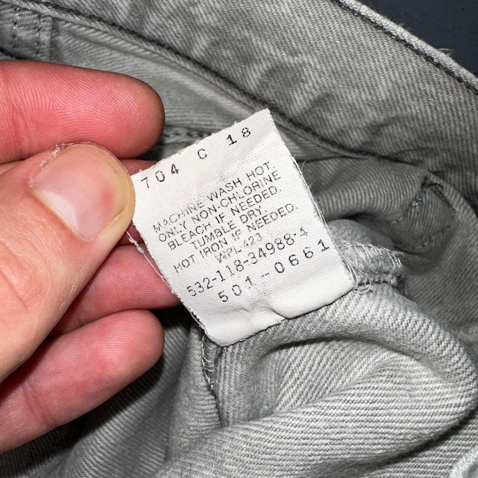 Levis 501 Vintage 90s USA XX Straight Leg Jeans Gray Light Wash 31x34 Act 29x32