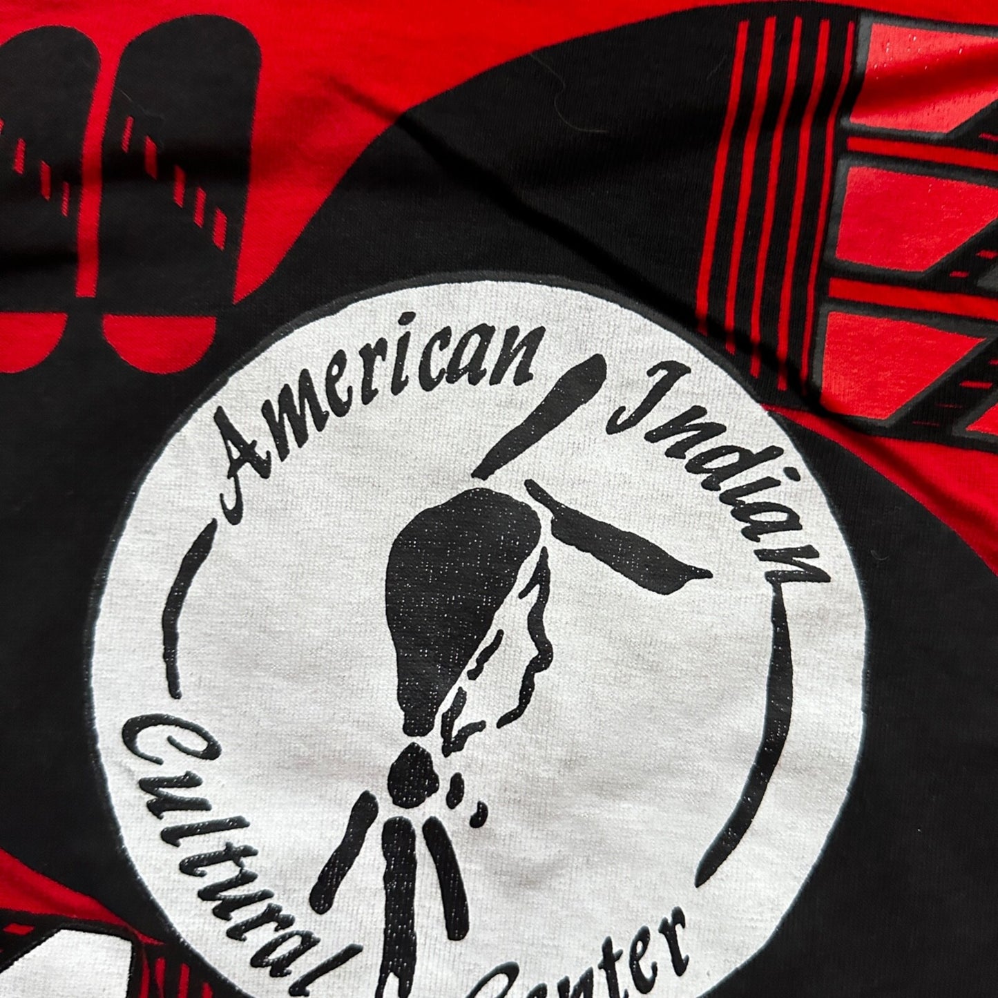 American Indian Cultural Center Vintage T Shirt Red Single Stitch Red Basic XL