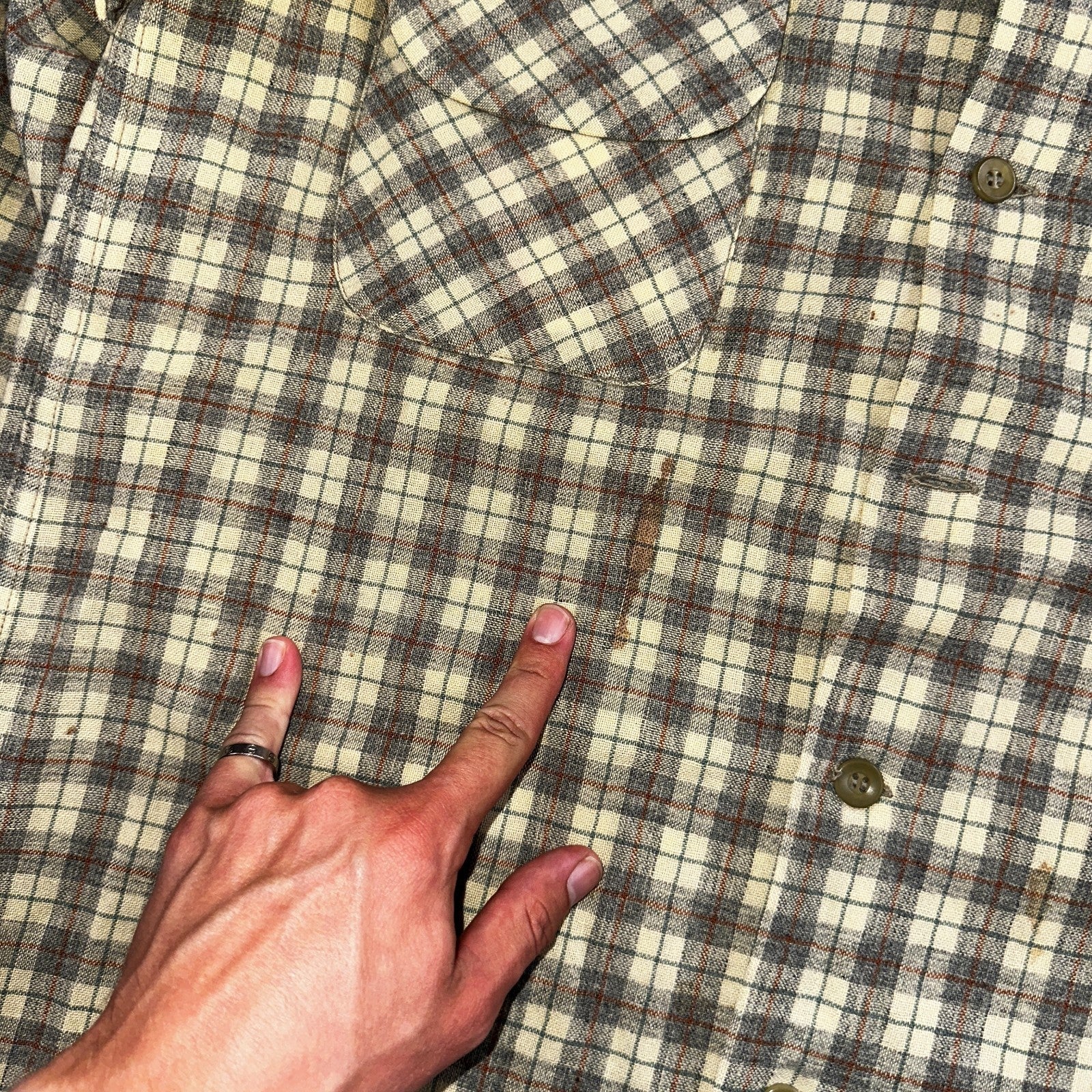 Pendleton VTG Board Shirt Plaid 100% Wool Button Down Size M Plaid 1960s Camp