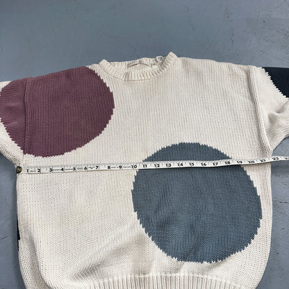 Perry Ellis VTG Atomic Pullover Sweater Womens M Multicolor Abstract Ski Cotton
