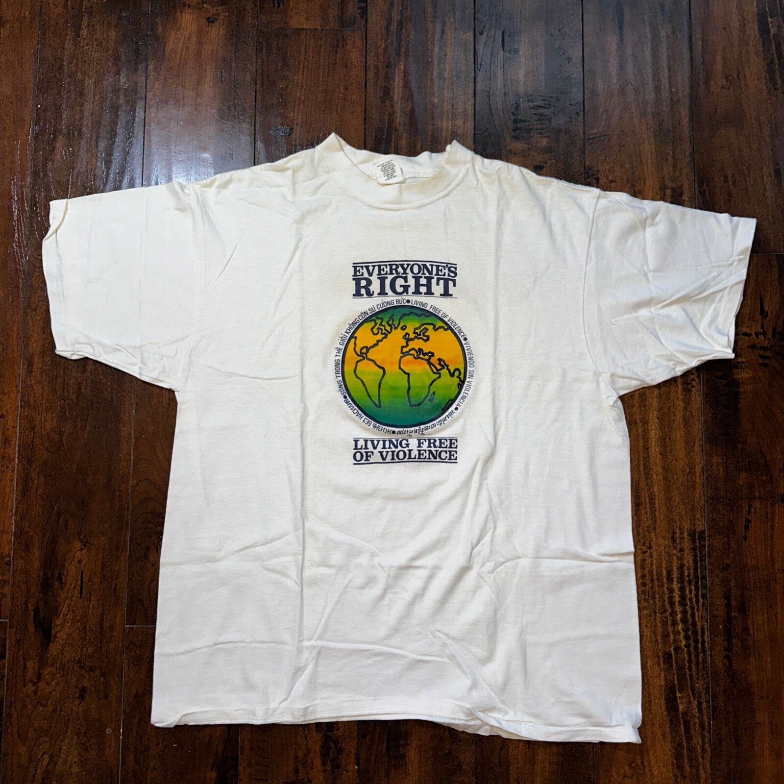 Everyones Right Free of Violence Earth Vintage T Shirt Single Stitch Rap Music