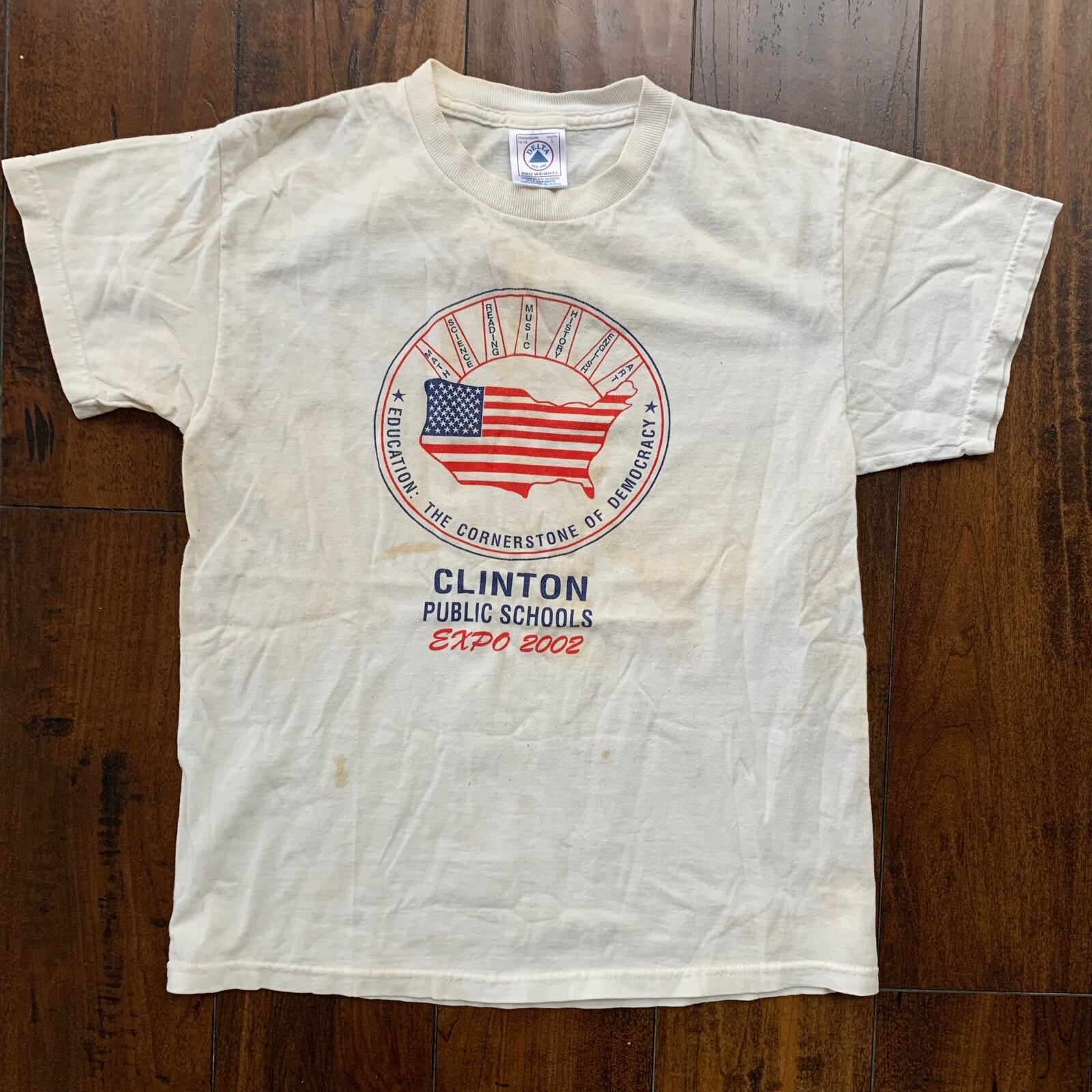 Clinton 2002 Vintage T Shirt USA Travel Pro Delta Democracy Political 