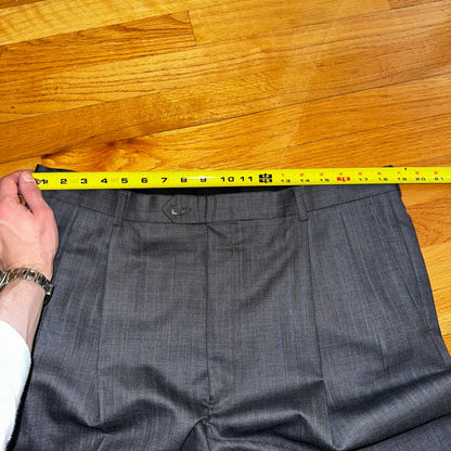 Hart Schaffner Marx Suit Mens 44L Gray Subtle Stripe Zignone USA Dillards 38x29