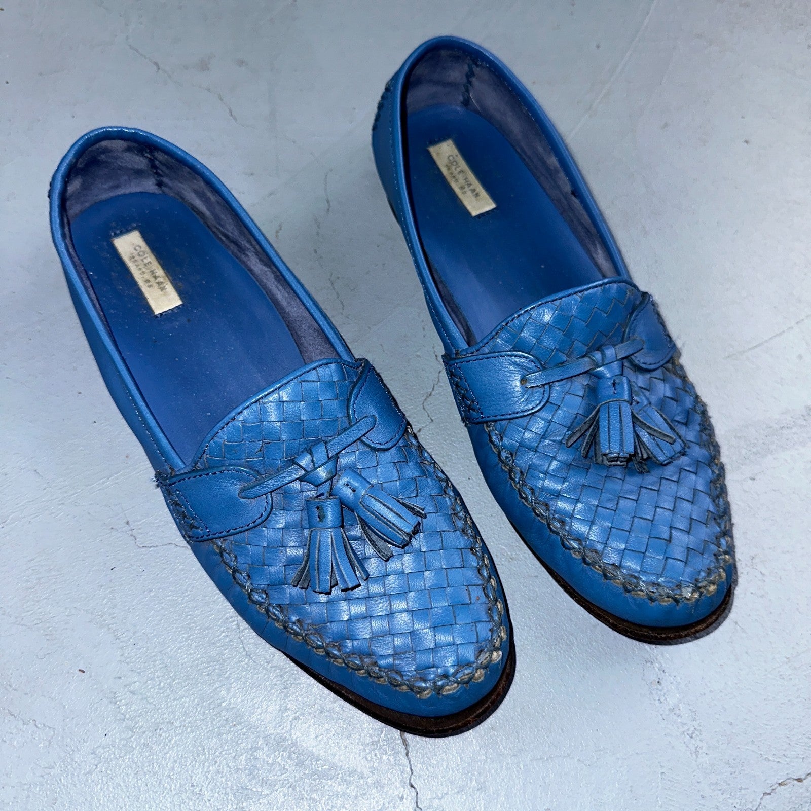Cole Haan Women's Leather Tassel Loafers Size 9.5 B Blue Baby Cute Summer
