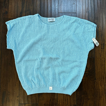 VTG 80s Deadstock South Knit Blue Sweater Vest Cut Shoulder Unisex Tags 1980s