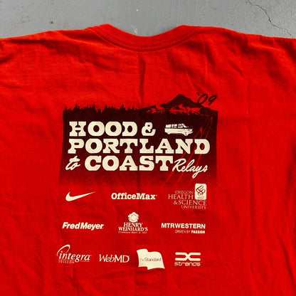 Nike Race Official Red Y2K VTG T Shirt 2009 Office Max Portland Coast Relays