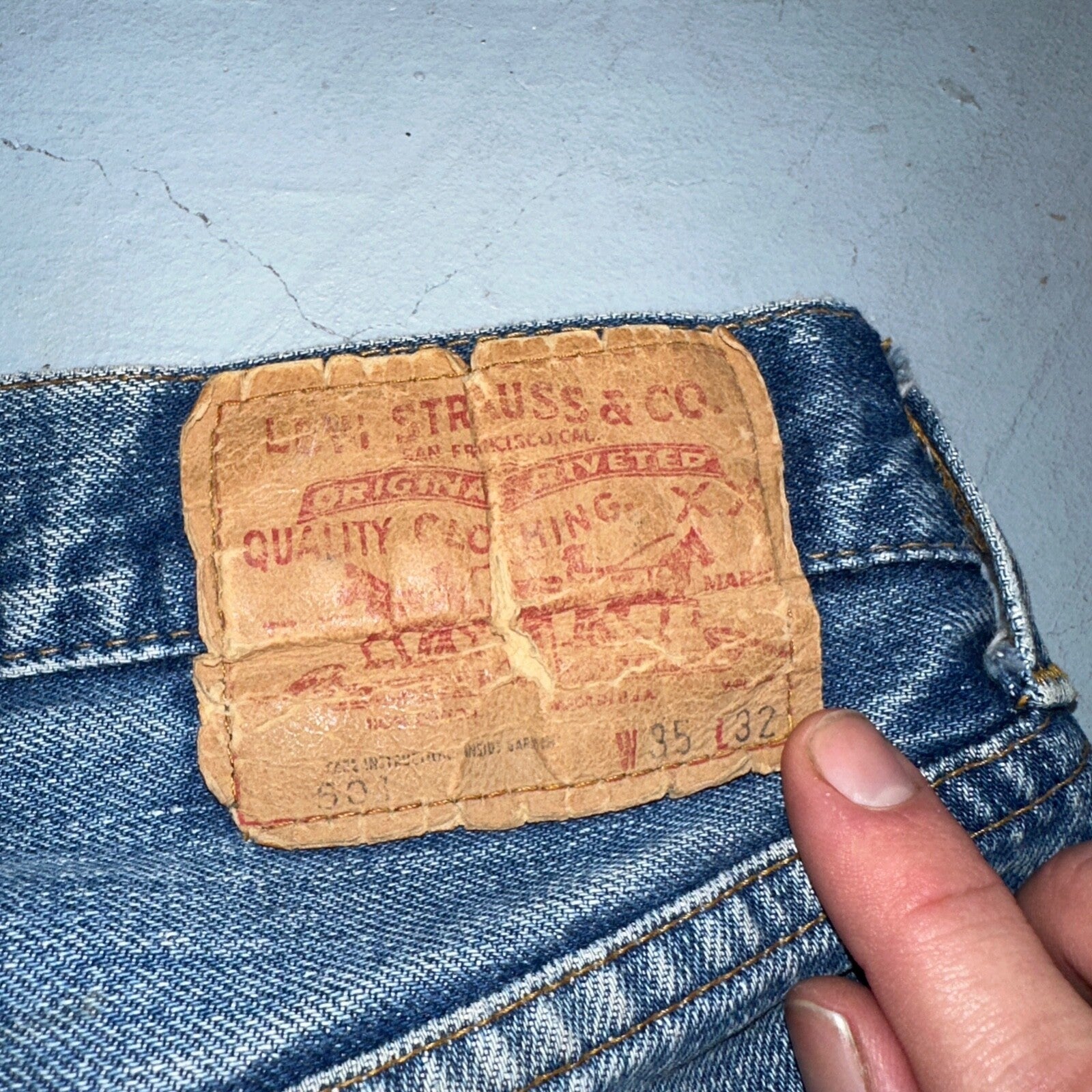 Levis 501 VTG 70s SS Redline Selvedge Jeans XX Med Wash 35x32 Act 32x28