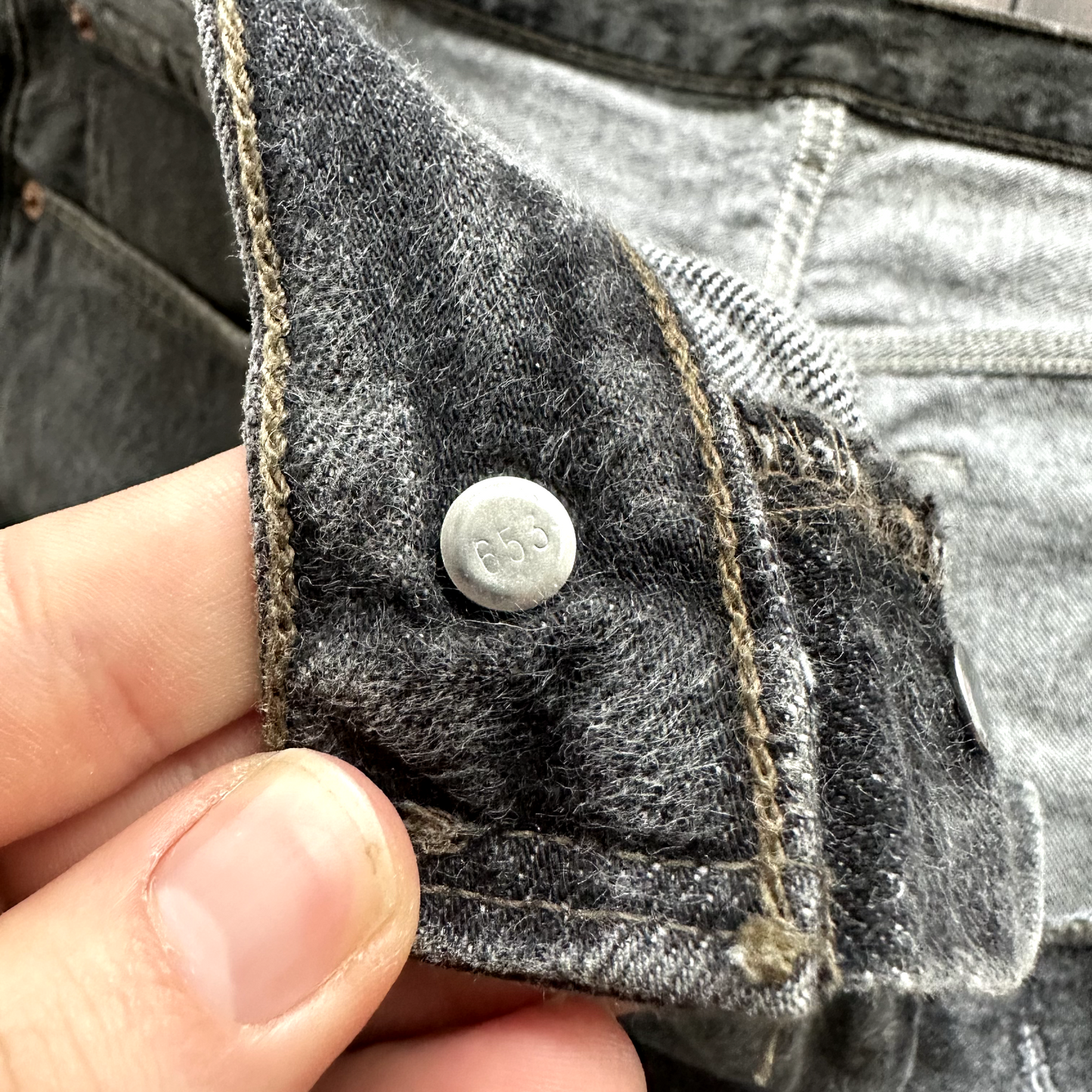 Vintage Levis 501 Button Fly 90s Tag Jeans Black Gray 80s 38x34 Act 35x32