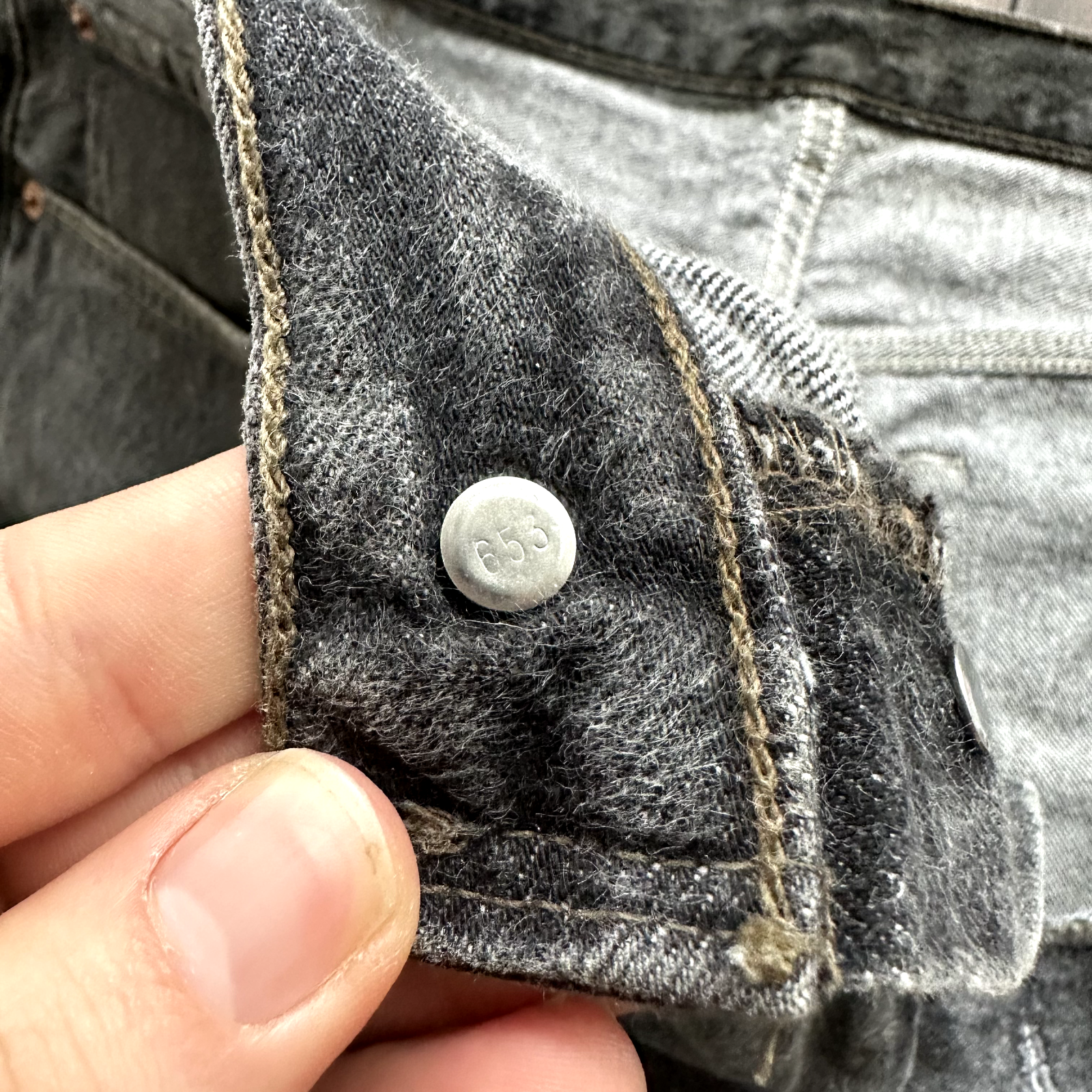 Vintage Levis 501 Button Fly 90s Tag Jeans Black Gray 80s 38x34 Act 35x32