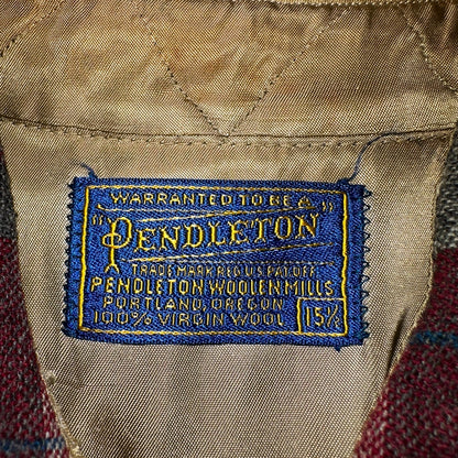 Pendleton VTG Burnside Shirt Plaid 100% Wool Button Down Size M Plaid 1950s Camp
