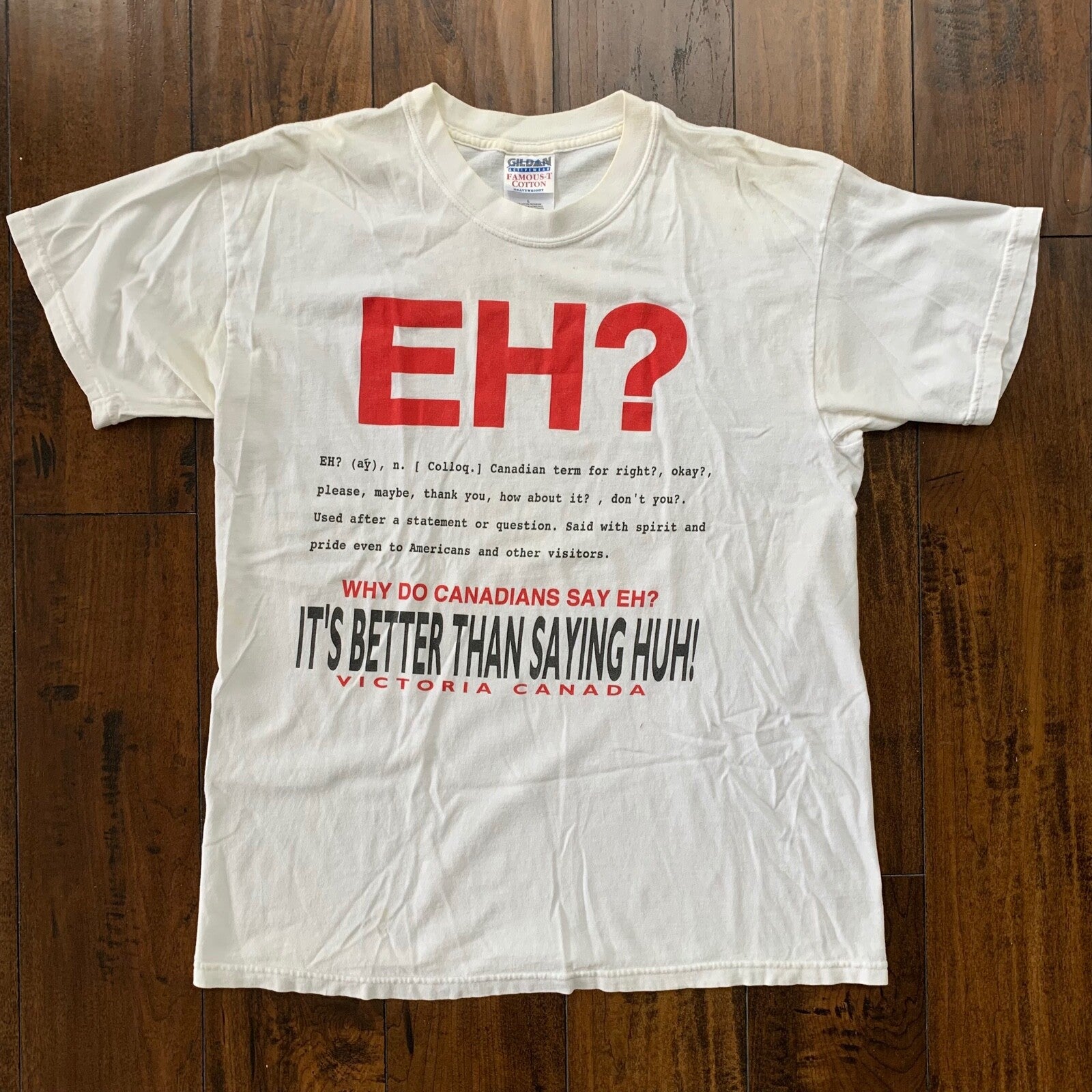 Canadian Funny Vintage T Shirt Y2K Eh Huh Quote Text Rap 2000s Joke Humor Music