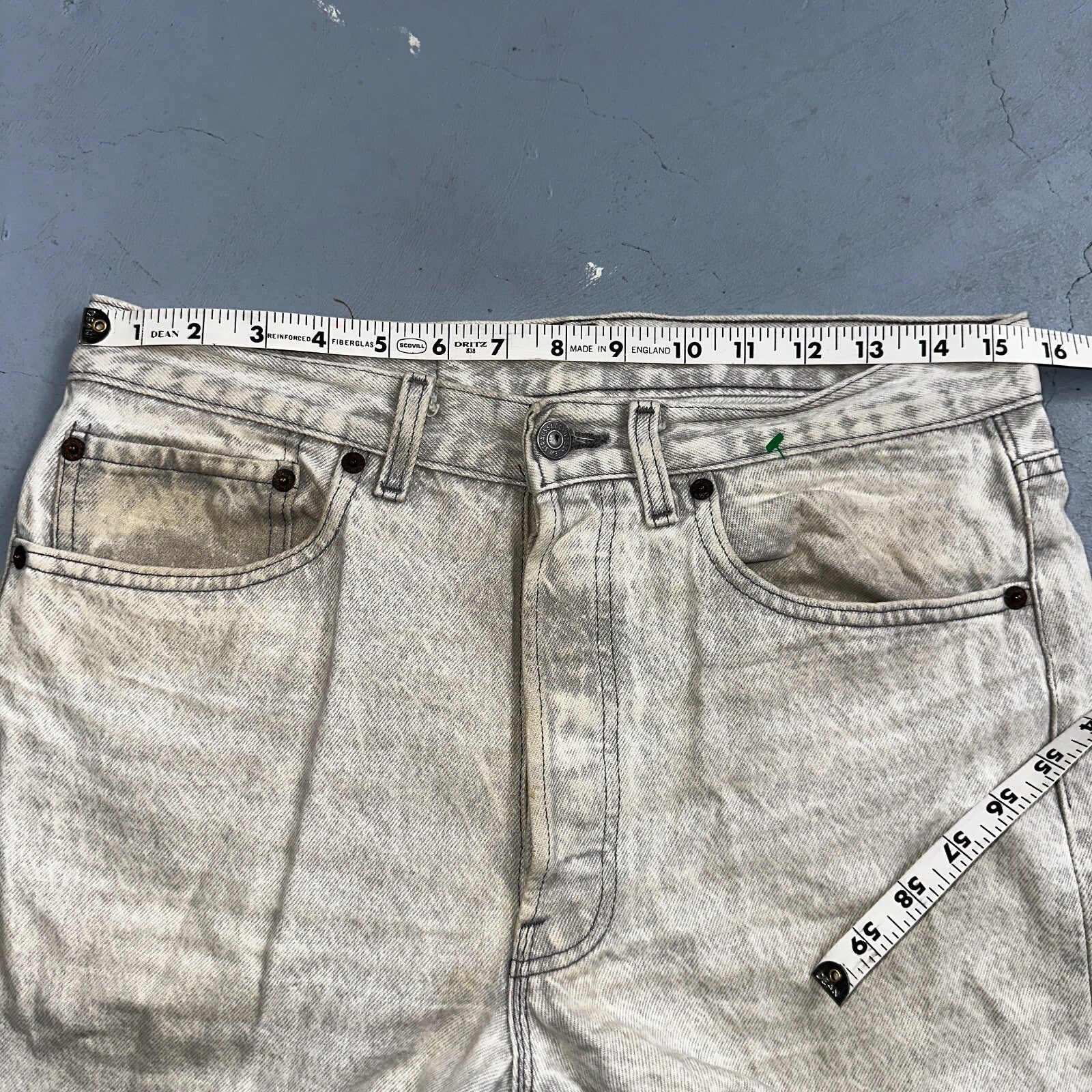 Levis 501 Vintage 90s USA XX Straight Leg Jeans 31x30 Gray Light Wash Act 31x29