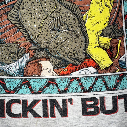 Ray Troll 1990 Alaska Halibut Kickin Butt VTG T Shirt 90s Single Stitch Fish Lee