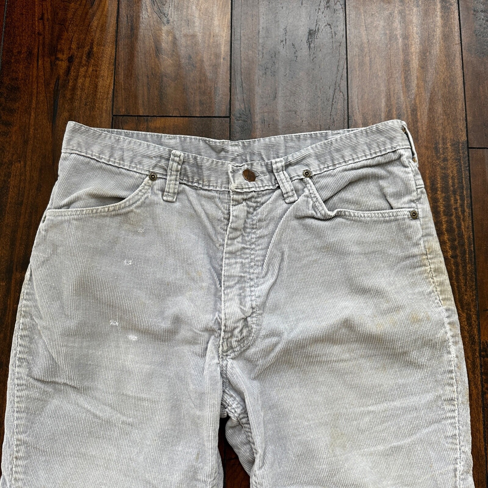 VTG 60s Wrangler USA Grey Corduroy Pants 34S 70s 33x23 Capri Cut Cowboy RARE