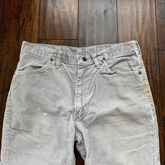VTG 60s Wrangler USA Grey Corduroy Pants 34S 70s 33x23 Capri Cut Cowboy RARE
