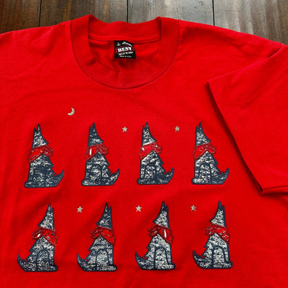 Dogs Howling At The Moon 90s Vintage T Shirt Red Cool Animals Love Cute Wolf