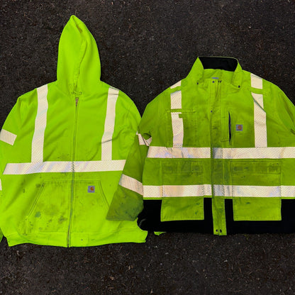 Carhartt Jacket Mens 2XL 100787 High-Visibility Waterproof Highlighter Hoodie