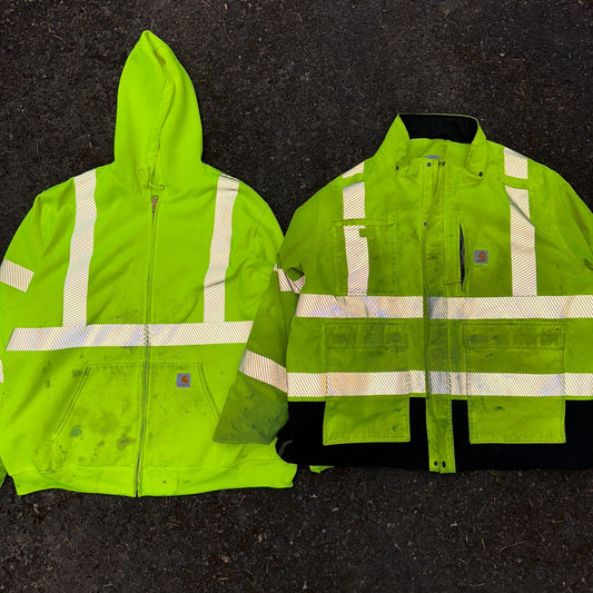 Carhartt Jacket Mens 2XL 100787 High-Visibility Waterproof Highlighter Hoodie