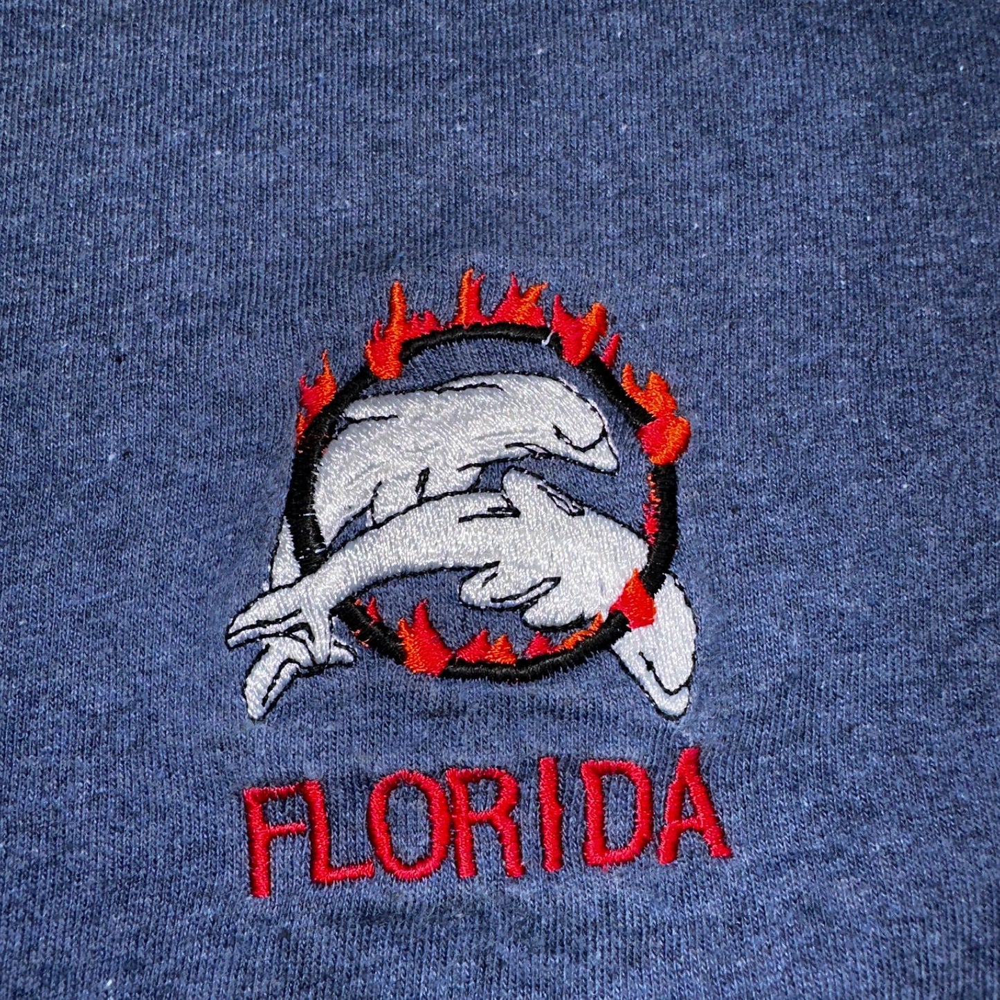 Florida Dolphins Through Hoops VTG T Shirt Sea World Single Stitch Blue 90s