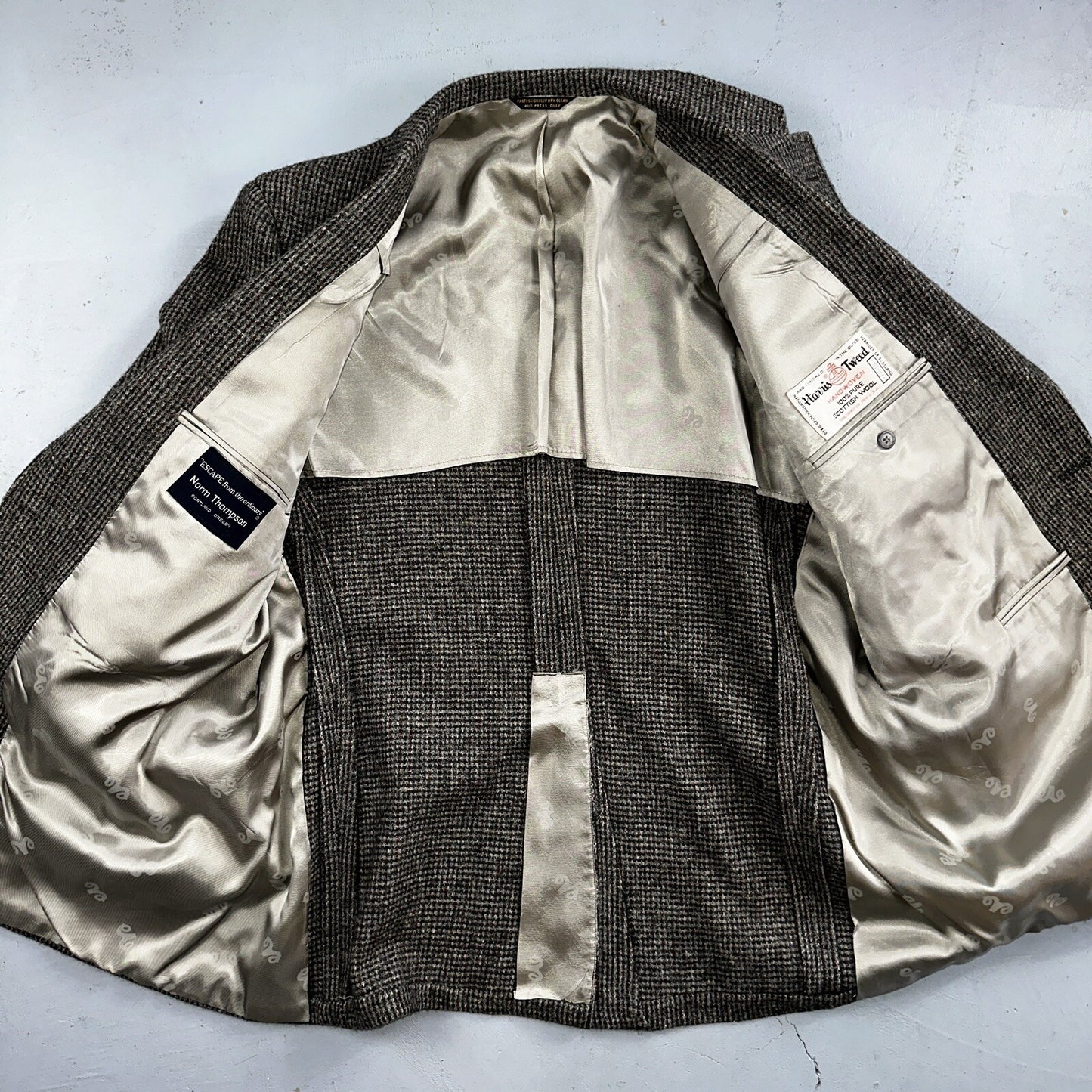 Norm Thompson VTG 80s Harris Tweed Preppy Wool Herringbone Blazer Jacket 42